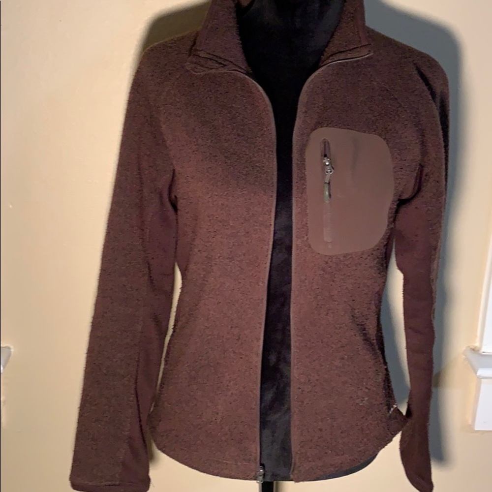 AVALANCHE dark brown zip up jacket.